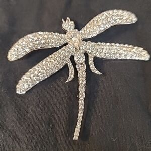 Vintage Signed Jay Feinberg Brooch Dragonfly Bright Rhinestones